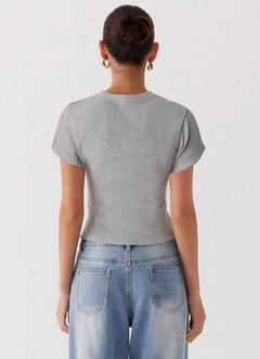 Button Front Short Sleeve Knit Cardigan|Color:Gray