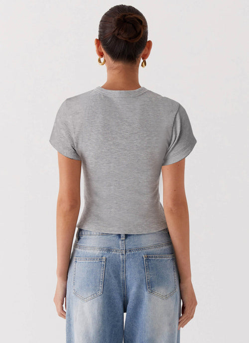 Button Front Short Sleeve Knit Cardigan|Color:Gray