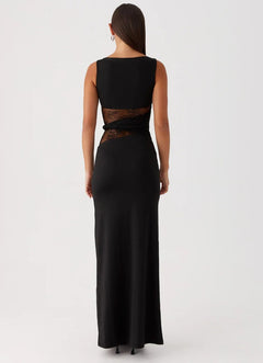 Round Neck Sleeveless Knit Maxi Dress|Color:Black