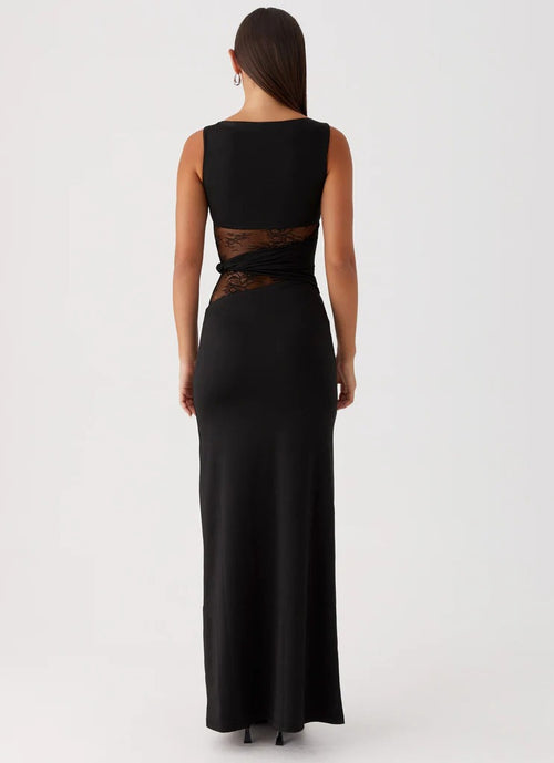 Round Neck Sleeveless Knit Maxi Dress|Color:Black