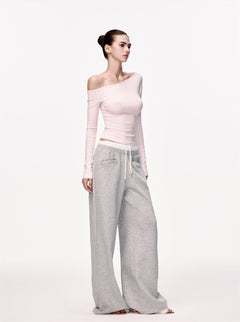 Slim Fit Long Sleeve Knit Top|Color:Pink
