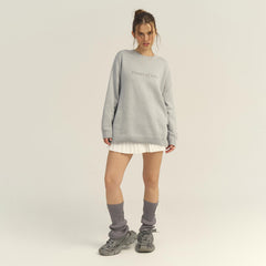 Letter Print Round Neck Knit Sweater|Color:Gray