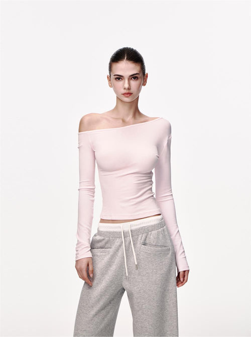 Slim Fit Long Sleeve Knit Top|Color:Pink