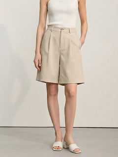 High-Waisted A-Line Shorts|Color:Beige