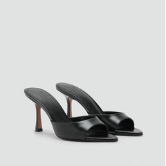 Patent Leather High-Heeled Sandals|Color:Black