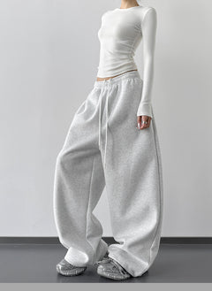 High-Waisted Wide-Leg Sweatpants|Color:Gray