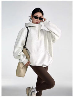 Half-Zip Hoodie|Color:White