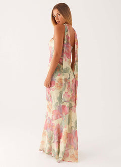 Floral Strapless Scarf Maxi Dress Fonley|Color:Beige