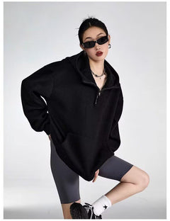 Half-Zip Hoodie|Color:Black