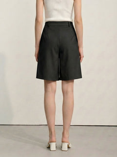 High-Waisted A-Line Shorts|Color:Black
