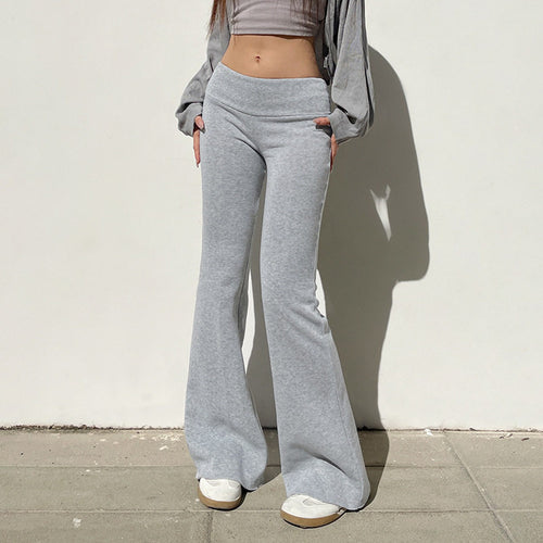 Wide-Leg Low-Rise Lounge Sweatpants|Color:Gray