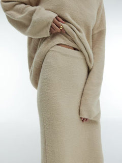 Knitted Sweater Set|Color:Beige