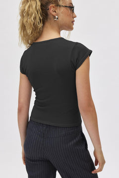 Button-Up Round Neck Cardigan|Color:Black