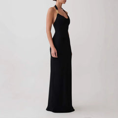 Cowl Halter Slip Maxi Dress Fonley|Color:Black