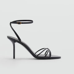 Thin Strap Buckle High Heel Sandals|Color:Black