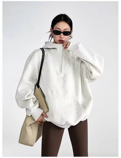 Half-Zip Hoodie|Color:White