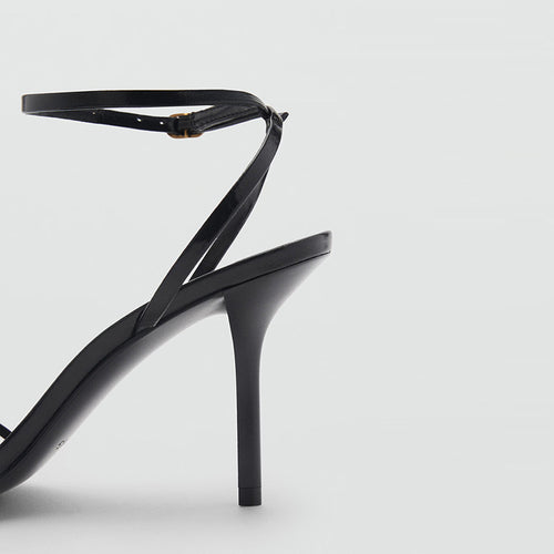 Thin Strap Buckle High Heel Sandals|Color:Black