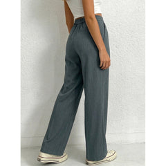 Drapey High-Waist Straight-Leg Suit Pants|Color:Gray
