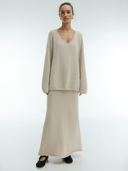 Knitted Sweater Set|Color:Beige