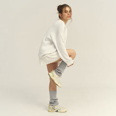 Letter Print Round Neck Knit Sweater|Color:White