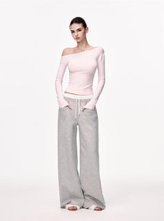 Slim Fit Long Sleeve Knit Top|Color:Pink