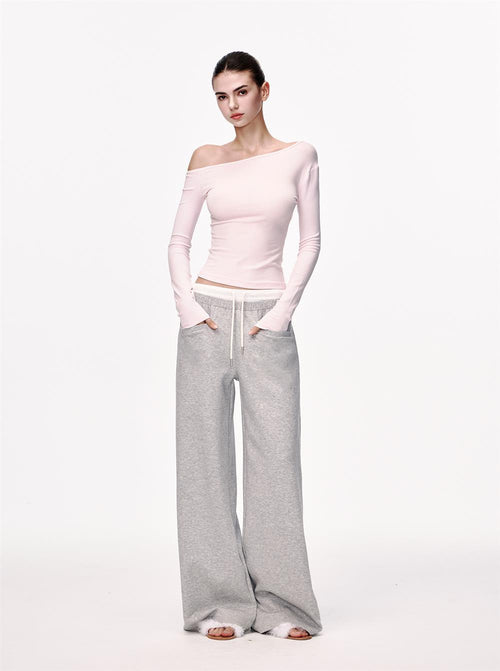 Slim Fit Long Sleeve Knit Top|Color:Pink