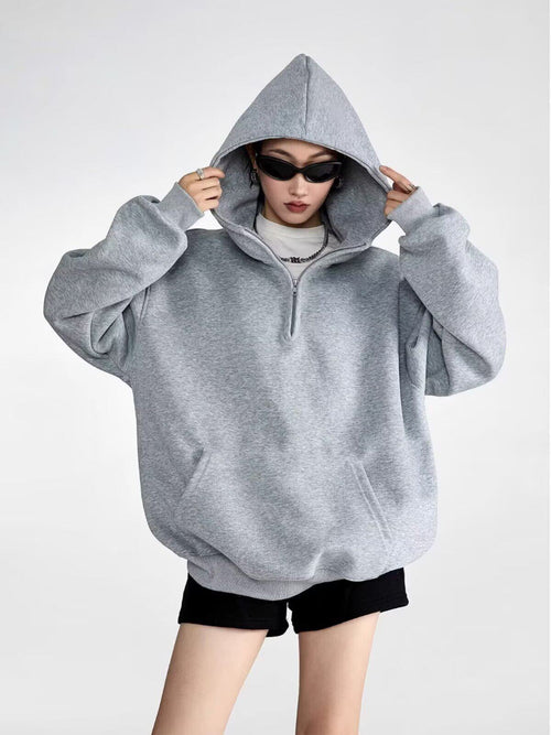 Half-Zip Hoodie|Color:Gray