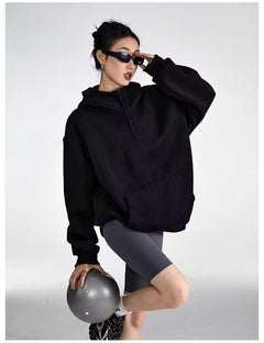 Half-Zip Hoodie|Color:Black