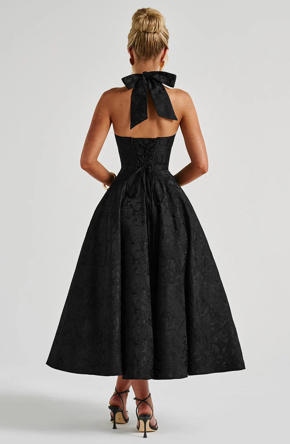 Jacquard Halter Midi Dress Fonley