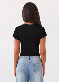 Button Front Short Sleeve Knit Cardigan|Color:Black