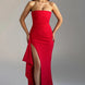 Strapless Bandeau Thigh-Split Maxi Gown Fonley