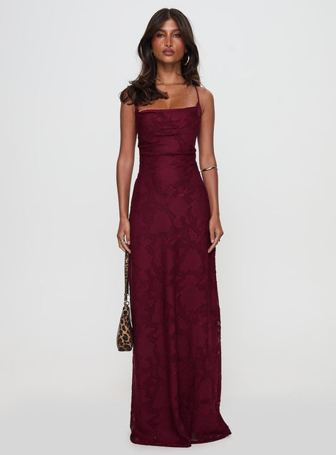 Floral Devoré Cowl Neck Maxi Dress Fonley