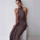 Draped Halter Knot Maxi Dress Fonley