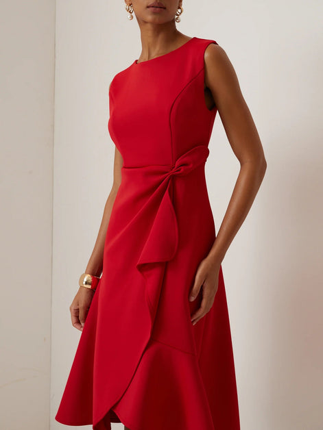 Sleeveless Knotted Side Midi Dress Fonley