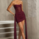 Sheer Panel Ruched Mini Dress Fonley