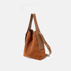 Suede Ear-Hanging Tote Bag|Color:Brown