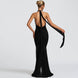Plunging Ruffle Halter Maxi Dress Fonley