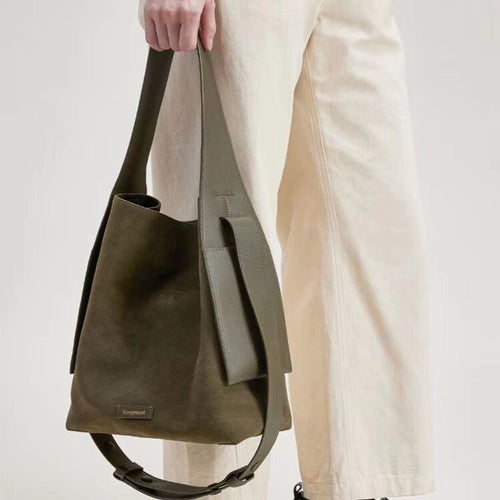Suede Ear-Hanging Tote Bag|Color:Green