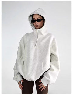 Half-Zip Hoodie|Color:White