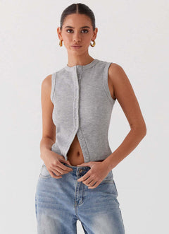 Double-Breasted Geometric Print Vest|Color:Gray
