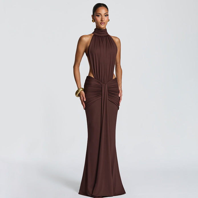 Cut-Out Halter Neck Maxi Dress Fonley