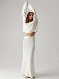 Knitted Sweater Set|Color:White
