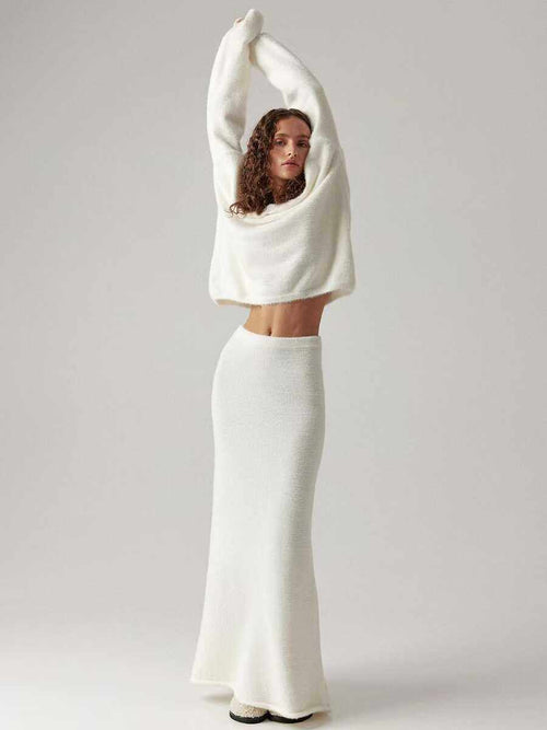 Knitted Sweater Set|Color:White