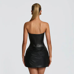 Structured Strapless Corset Mini Dress|Color:Black