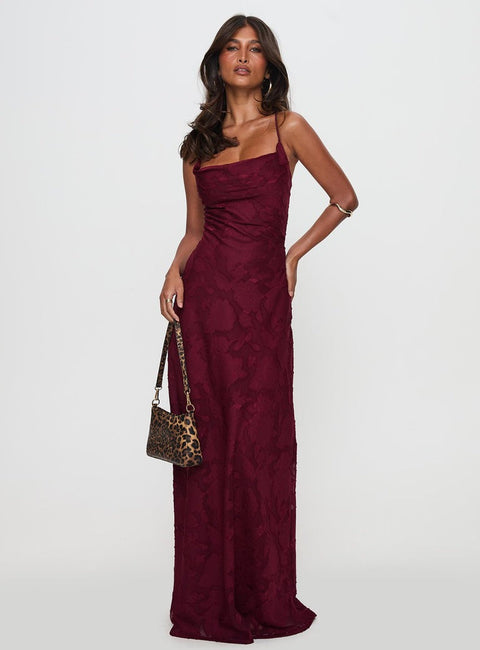 Floral Devoré Cowl Neck Maxi Dress Fonley