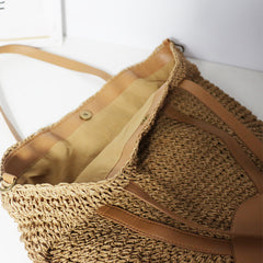 Straw Handbag for Women, Retro|Color:Brown