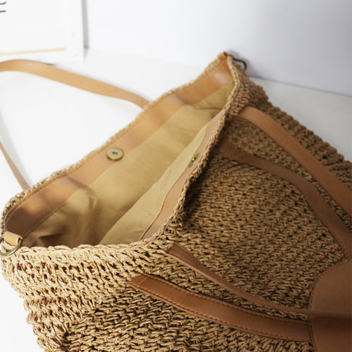 Straw Handbag for Women, Retro|Color:Brown