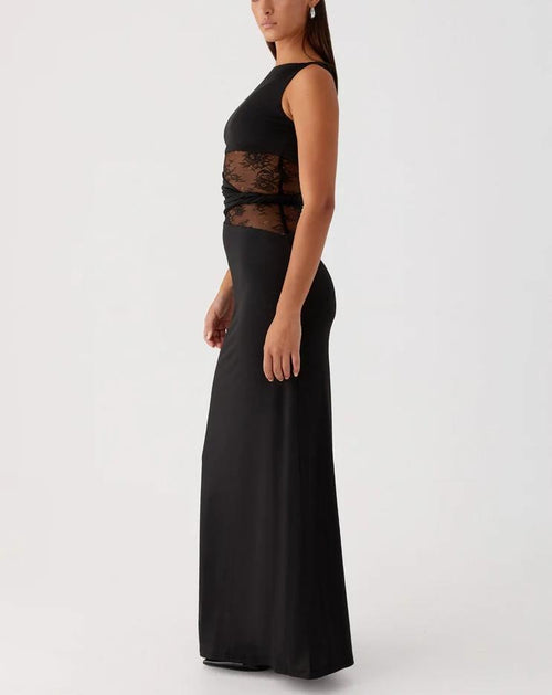 Round Neck Sleeveless Knit Maxi Dress|Color:Black