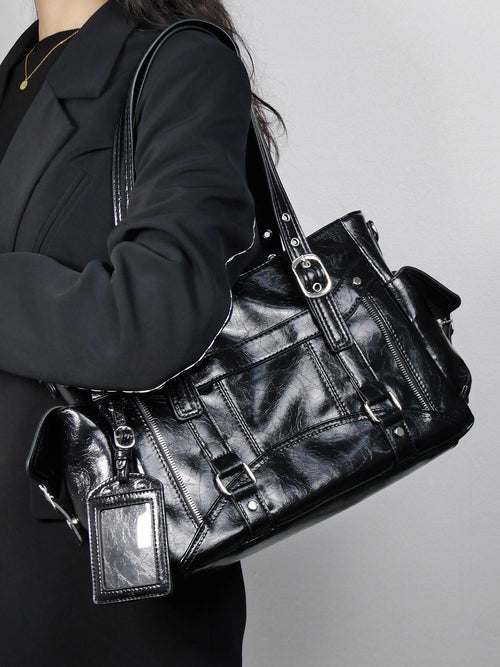 Sweet and Cool Style Large-Capacity Tote Bag|Color:Black
