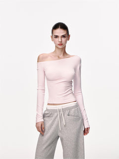 Slim Fit Long Sleeve Knit Top|Color:Pink